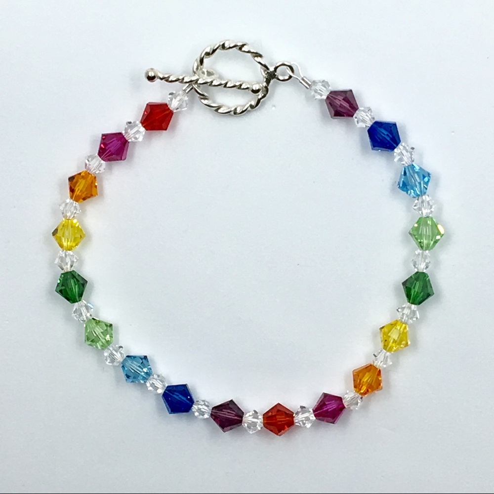 Handmade sterling silver chakra crystal bracelet